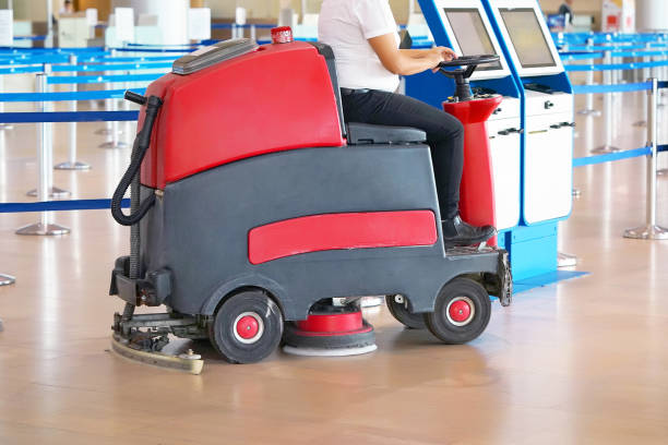 professional floor cleaning machine at airport