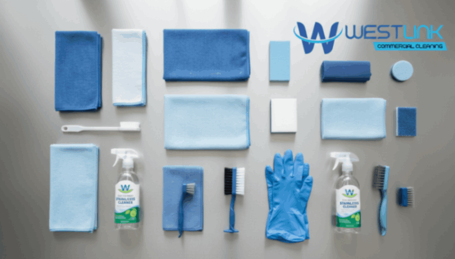 Commercial Kitchen stainless steel cleaning tools.