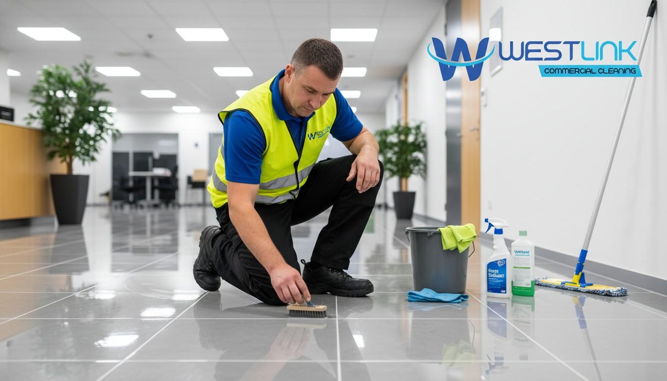 Professional performing tile and grout maintenance and aftercare.