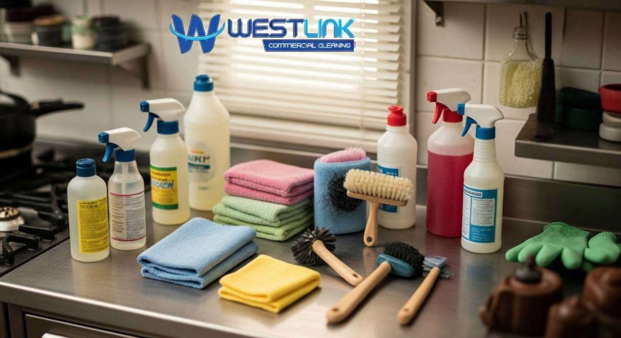 Cleaning tools for commercial kitchen blinds and curtains.