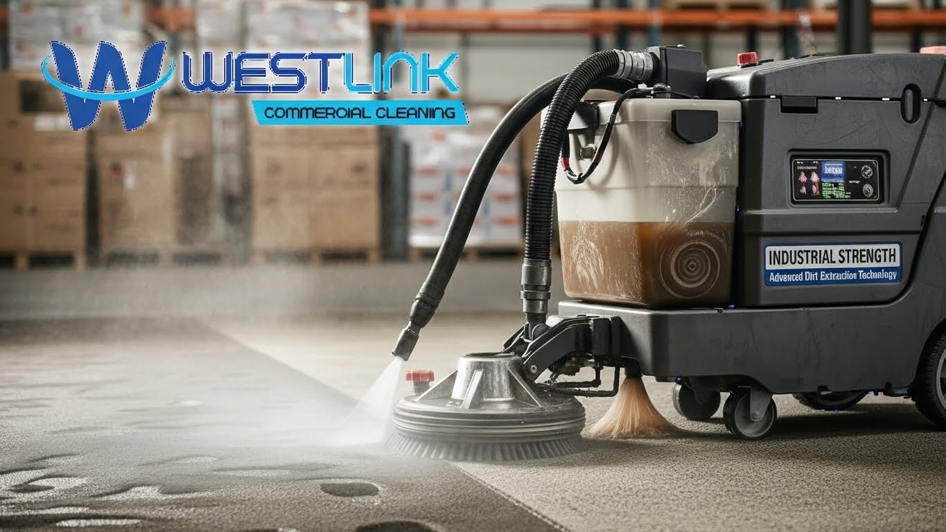 ndustrial carpets being professionally cleaned in a commercial facility.