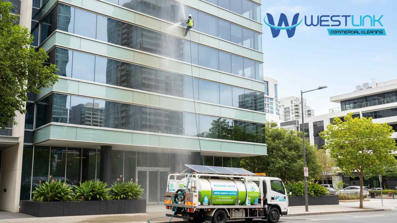 Eco-friendly commercial pressure cleaning with reclaimed water.