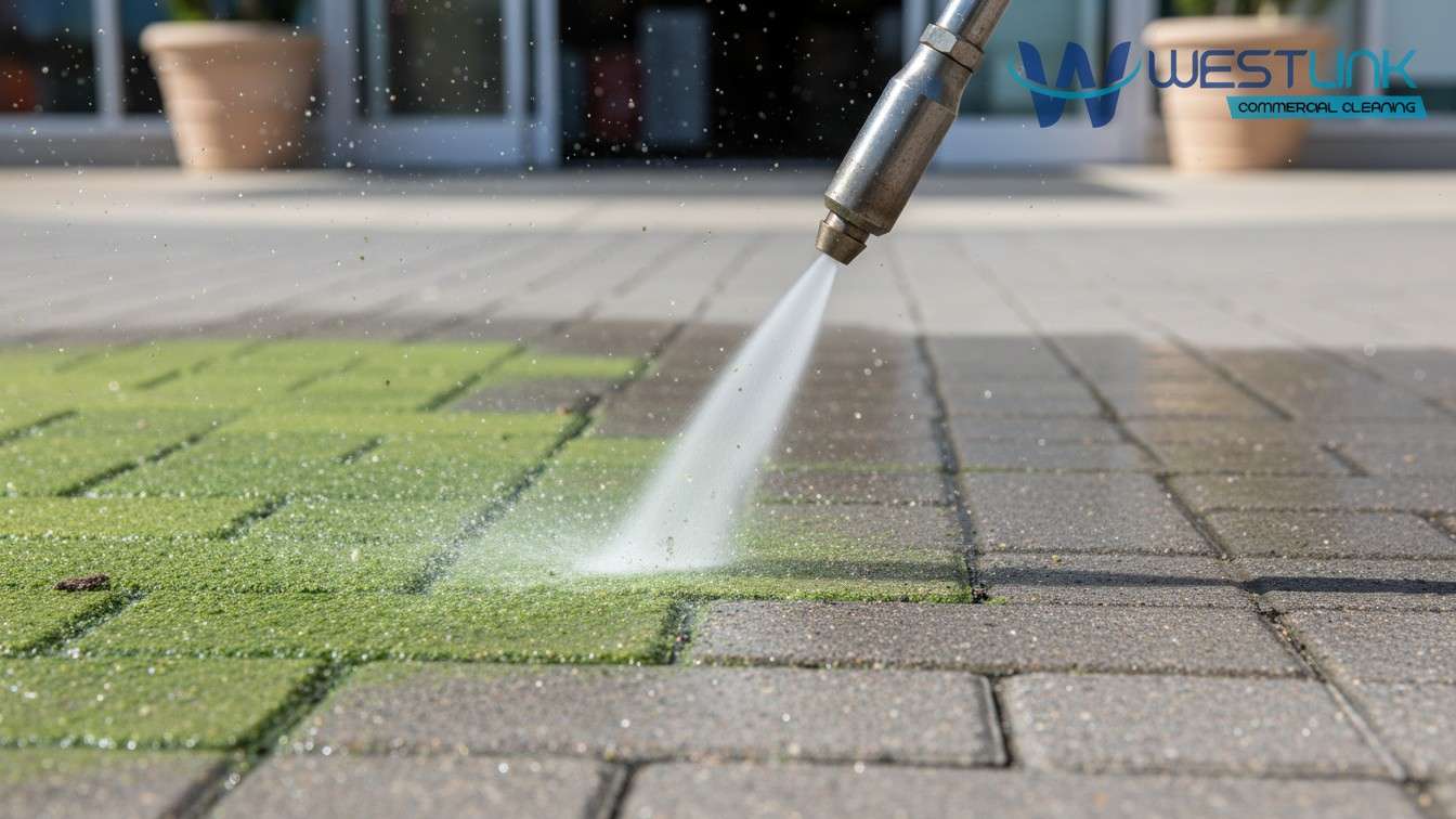 Paver Restoration Close-Up by Westlink Commercial Cleaner