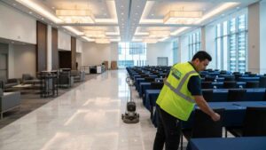 Professional cleaning for corporate conference rooms, breakout areas, and networking spaces