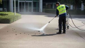 Concrete pathway and walkway cleaning to remove mould, algae, and gum deposits