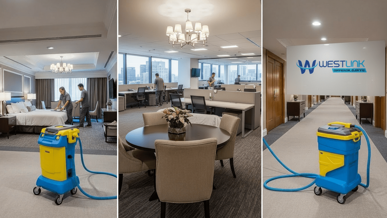 Hotel carpet being professionally cleaned to maintain hygiene and reduce allergens.