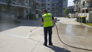 High pressure cleaning for strata and body corporate properties in Sydney, keeping driveways, bin areas, and common paths spotless and hygienic.