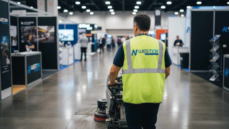 Detailed cleaning for trade show booths, walkways, demo areas, and common exhibition zones
