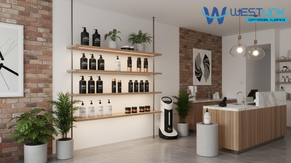 Graphic of leading commercial cleaning products in a Surry Hills boutique environment.