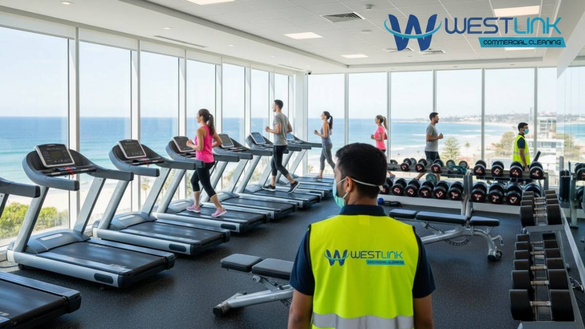 Image showing the real advantages of gym disinfection services—improved hygiene, member confidence, and a cleaner environment in a high-traffic, NSW, Sydney fitness facility.