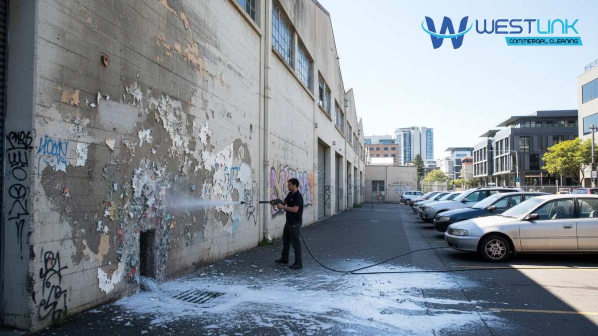 Individual pressure washing warehouse in Ultimo, leading to paint stripping and runoff issues