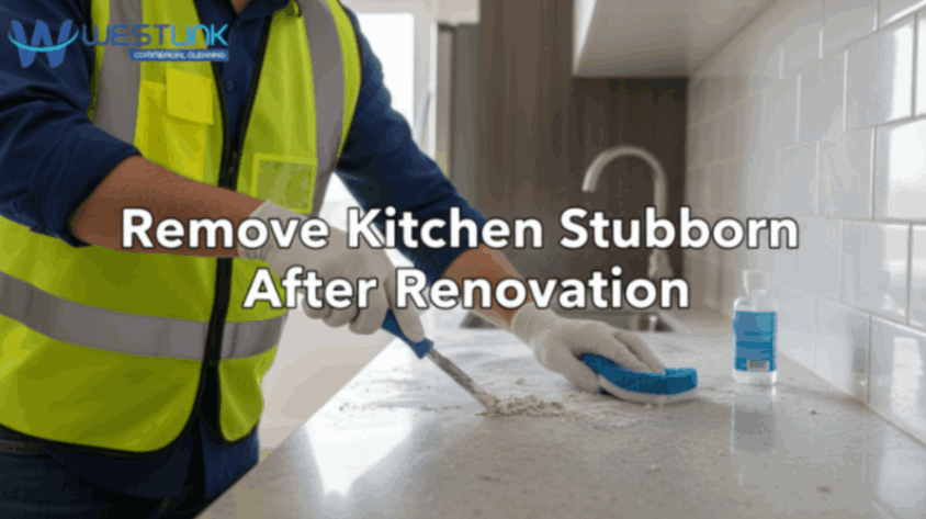 Removing stubborn residue after kitchen renovation.