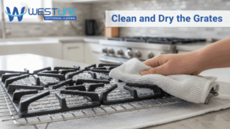 Drying clean cast-iron stove grates.