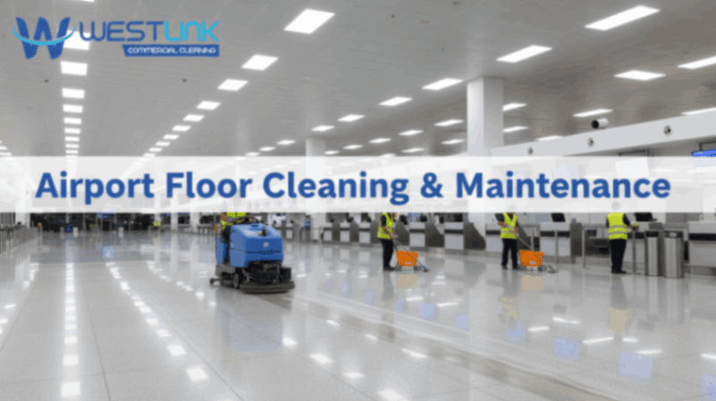 Cleaning airport terminal floors.