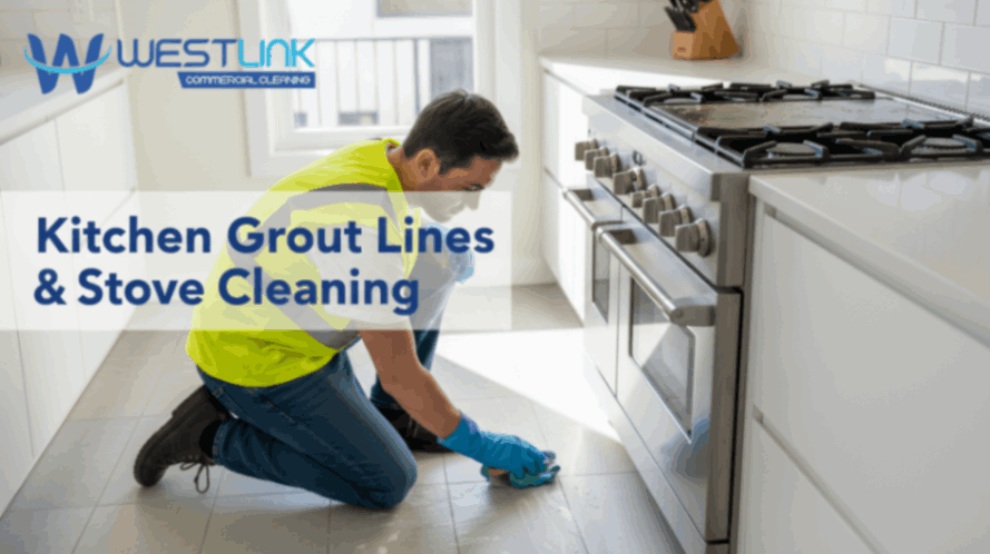 Cleaning kitchen grout and stove surfaces.