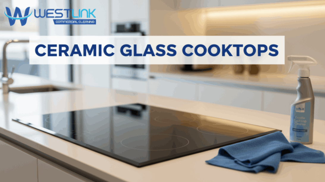 Modern ceramic glass cooktop cleaned and shining in a kitchen.