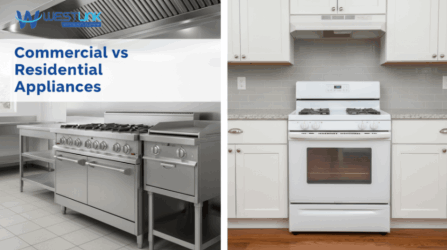 Commercial vs home kitchen appliances.