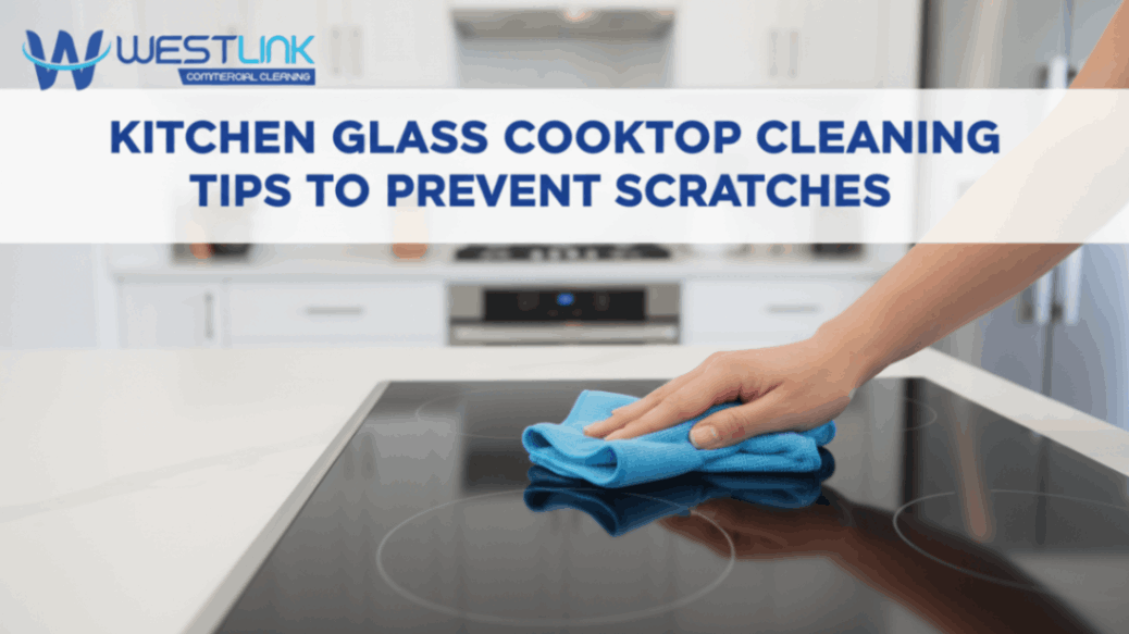 Microfiber cloth cleaning a glass cooktop to prevent scratches.