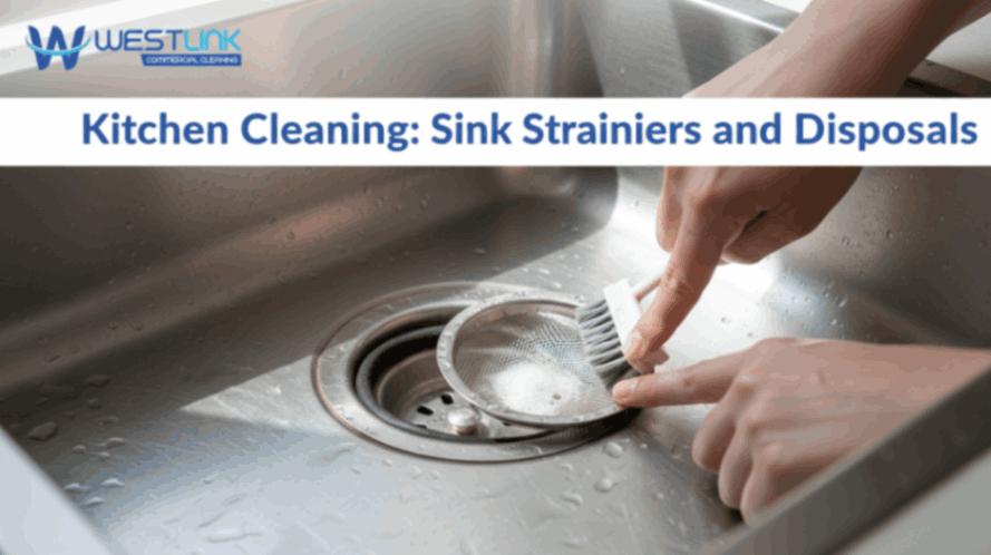 Cleaning a kitchen sink strainer and disposal.
