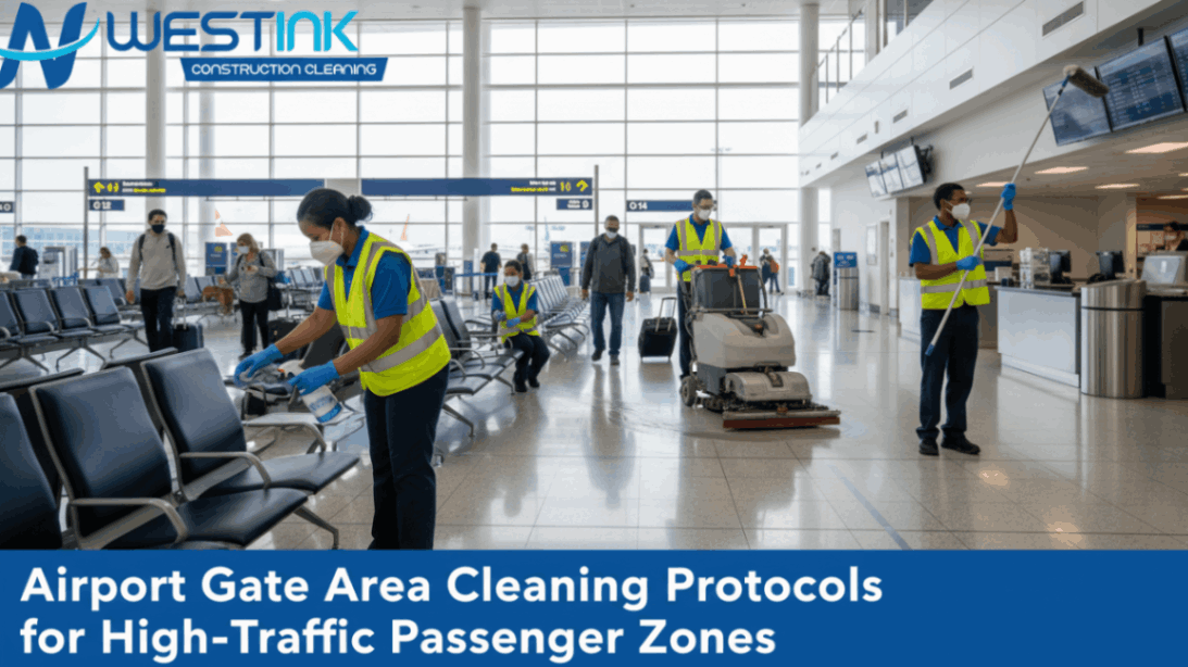 Airport gate area cleaning.