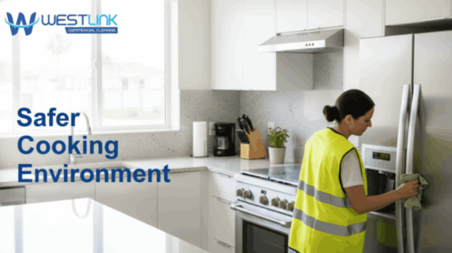 Clean and organized kitchen promoting safety.