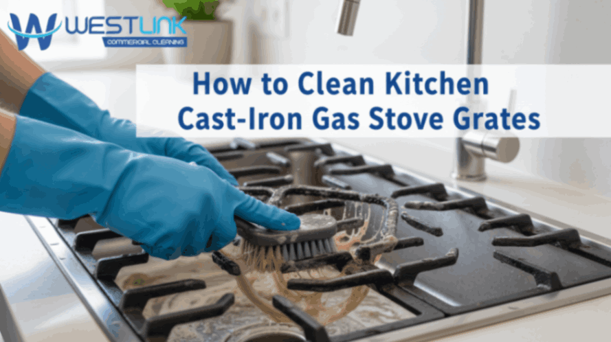 Cleaning cast-iron gas stove grates.