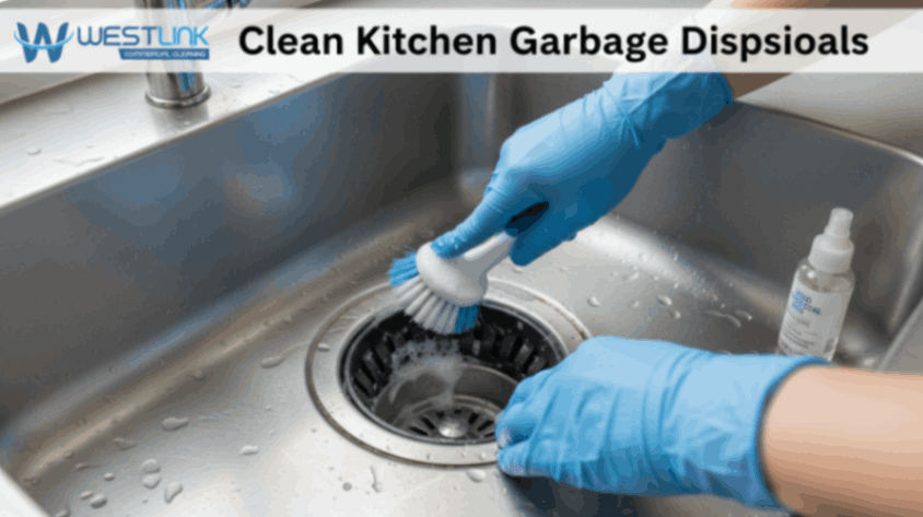 Cleaning a kitchen garbage disposal opening.