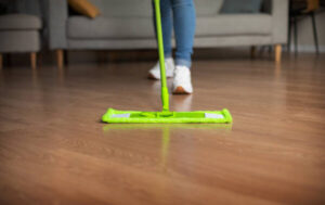 Oiled timber floor being maintained and polished by our experts