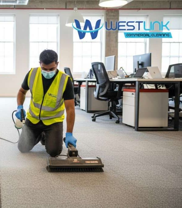 Surry Hills co-working space carpet with a natural half-and-half protector demonstration.