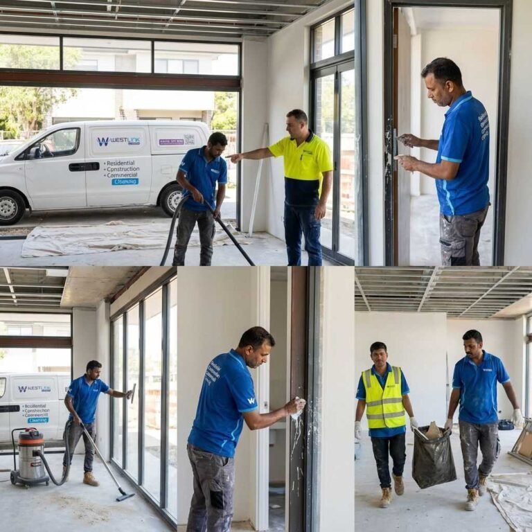 Westlink Commercial Cleaning team providing commercial window cleaning services at a Sydney business site