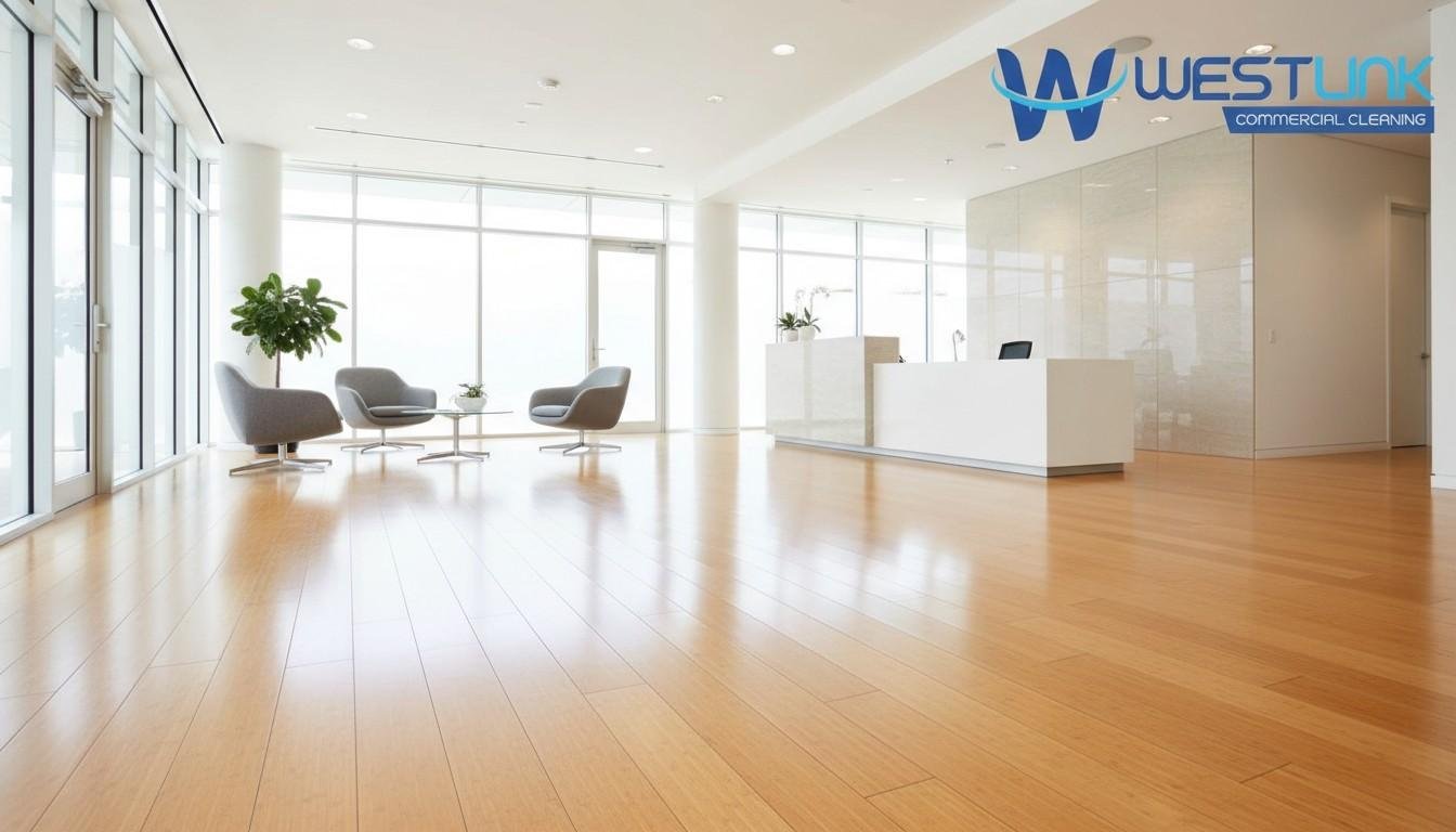 Clean bamboo flooring in a modern office space