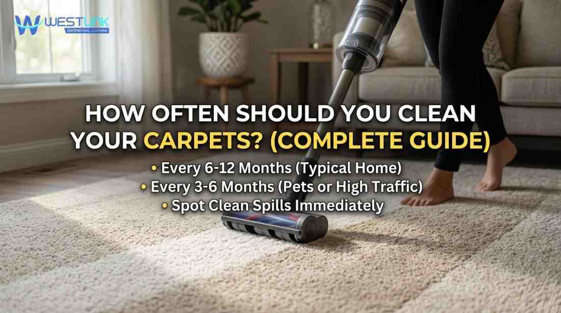 Professional carpet cleaner deep cleaning a home carpet using a steam cleaning machine
