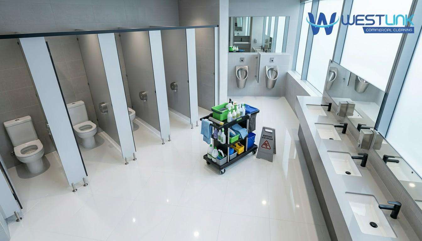 Clean and fresh office bathroom after professional cleaning in Sydney