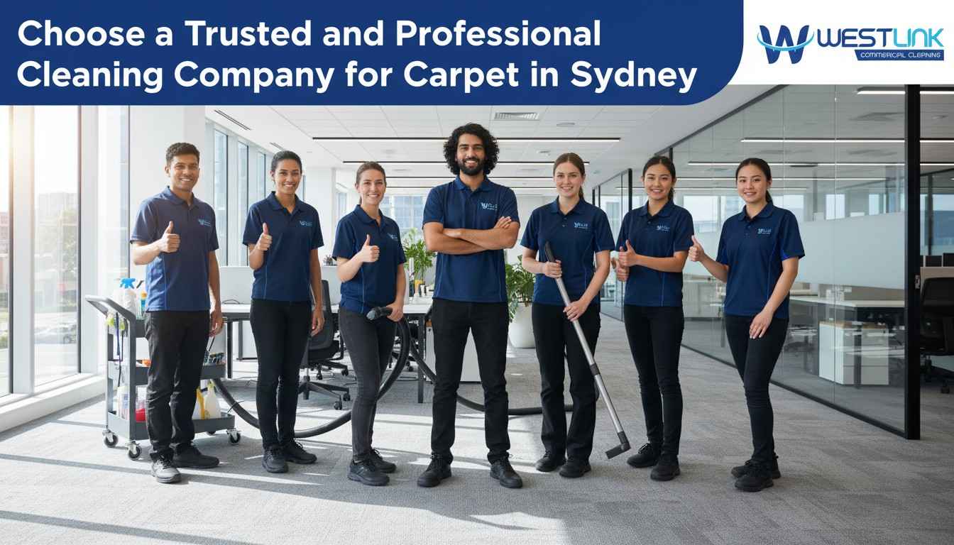 Diverse professional cleaning team ready for carpet cleaning in Sydney office.