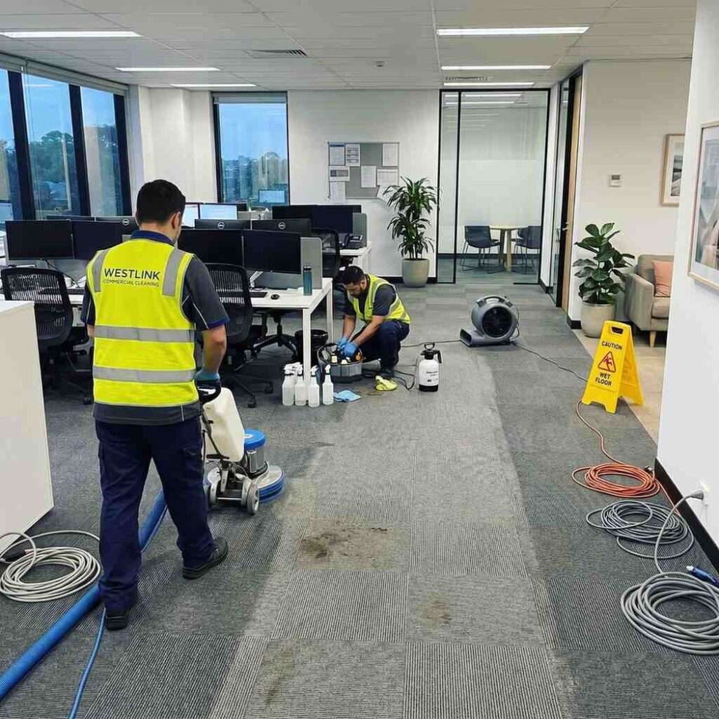 Carpet cleaning in an Eastern Suburbs office after hours by Westlink Commercial Cleaning
