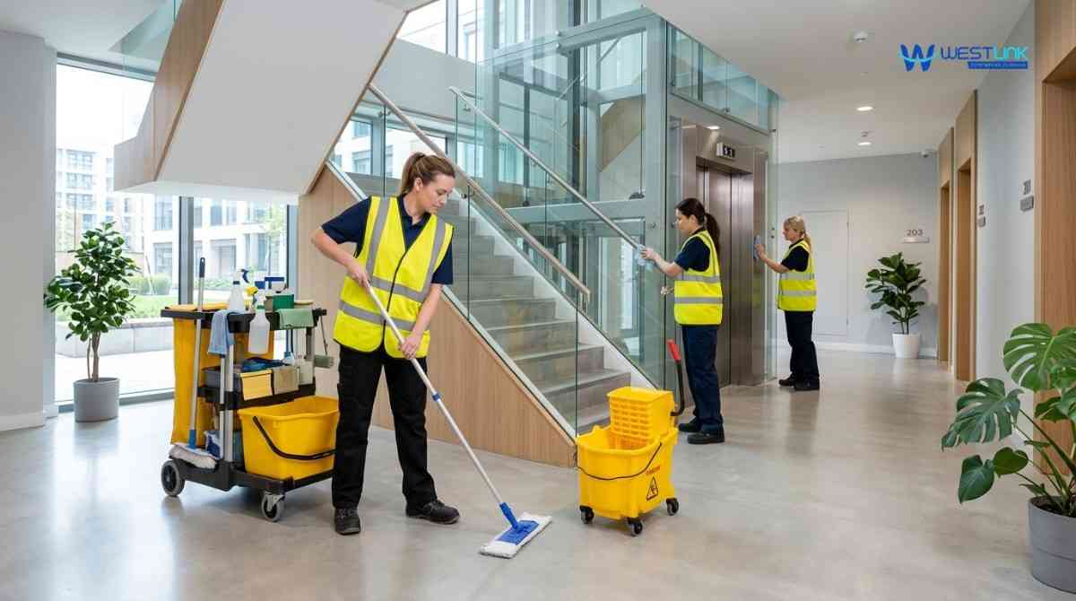 Clean and well-maintained shared residential spaces like hallways and lobbies highlighting the importance of strata cleaning