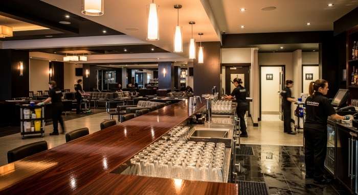Professional club cleaning in Sydney with clean bar area, polished floors, and fresh venue interior