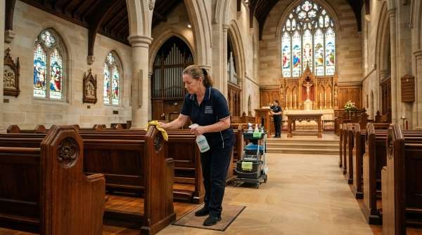Respectful church cleaning in Sydney around pews and altar areas - westlink commercial cleaning