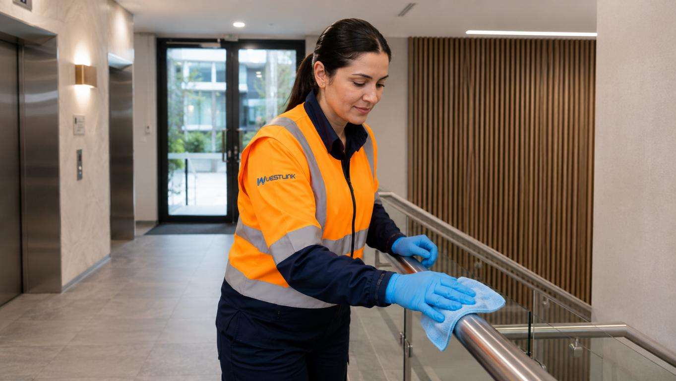 Clean shared hallway and common area in a strata building