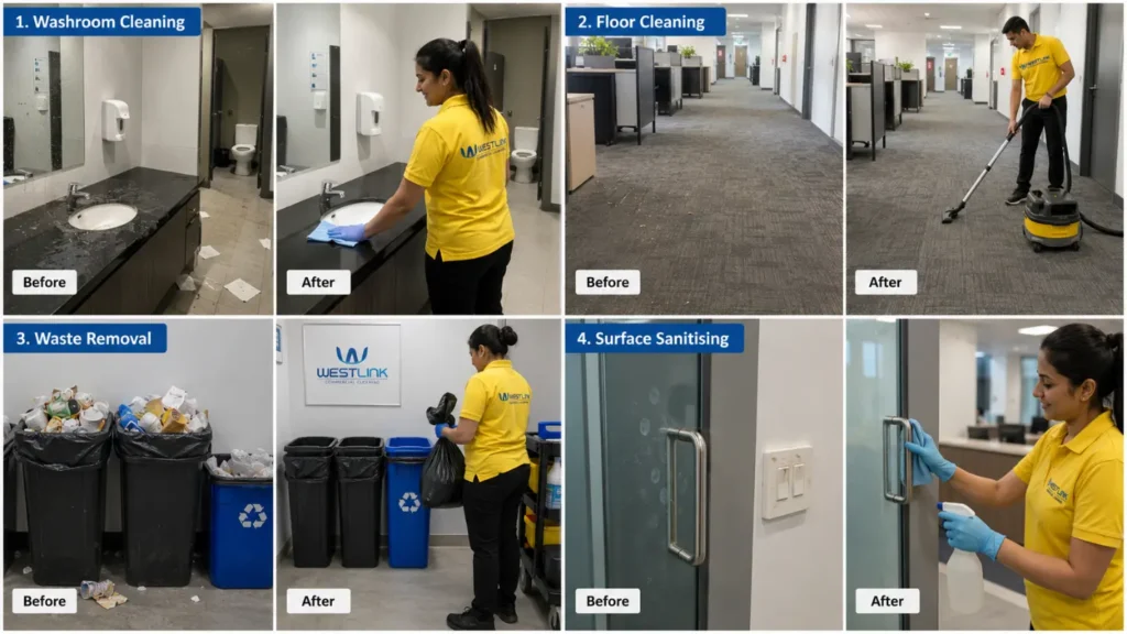 before and after images results for office cleaning