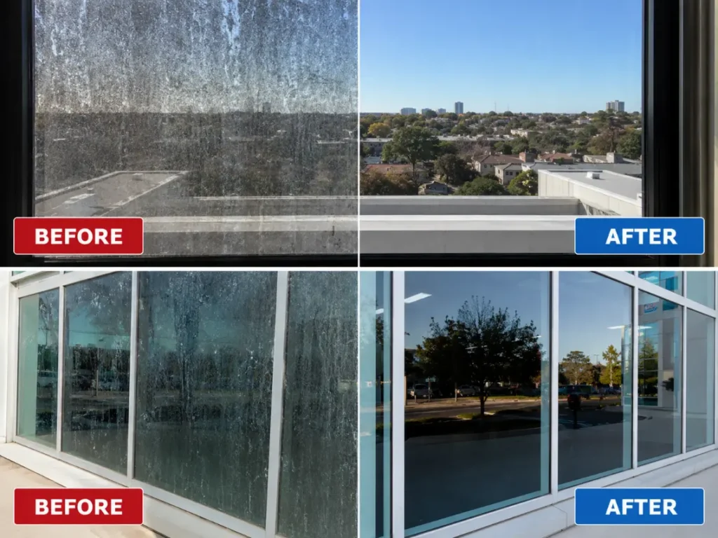 before and after results of window cleaning in eastern suburbs sydney
