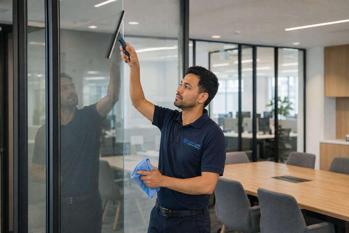 Sutherland Window cleaning office partition