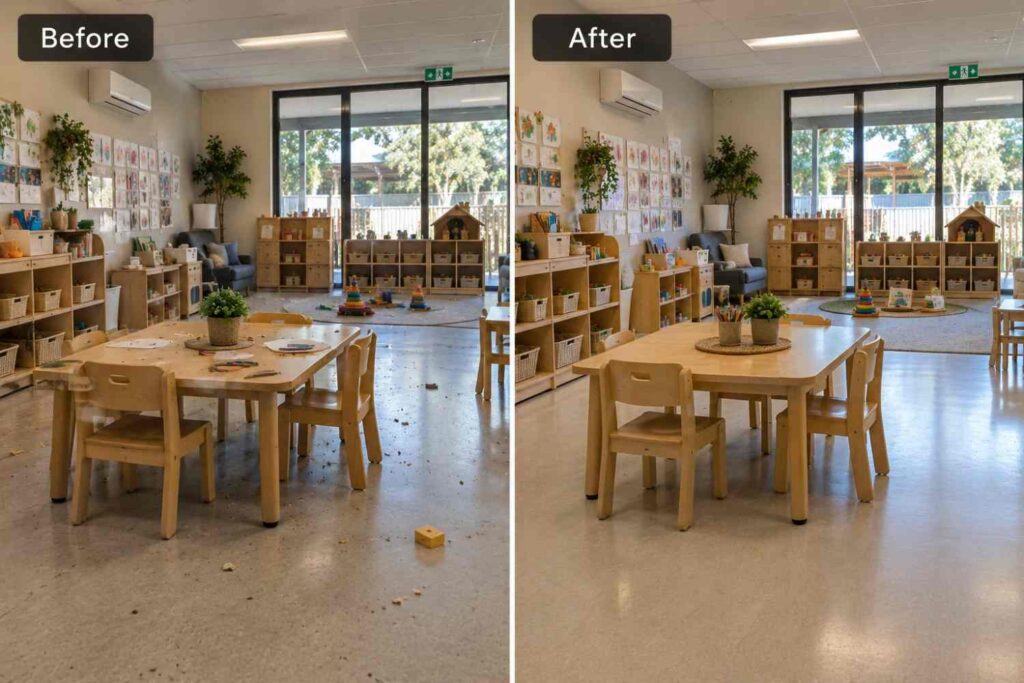 Clean Classroom Before and After